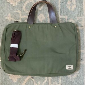 Line of Trade Olive Green Canvas Laptop Briefcase/laptop bagwith Leather Handles